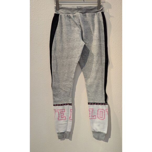 Bobbie Brooks LOVE gray, pink, white sweatpants jogger pants Sz S - Picture 8 of 10